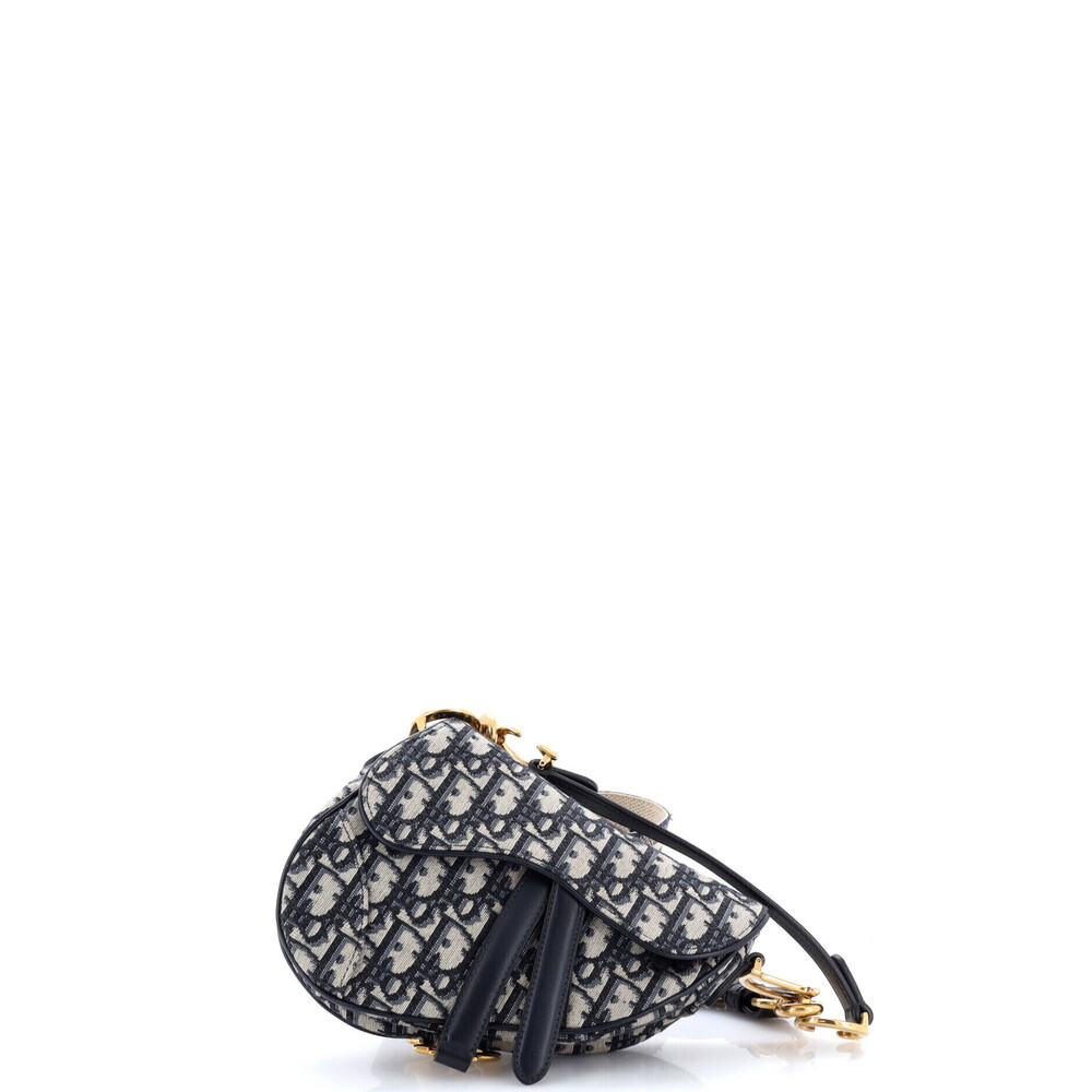 Christian Dior Mini Saddle Handbag with Strap Oblique Canvas